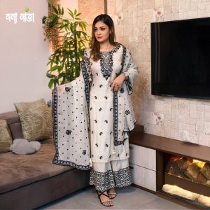 Unstitched Three Piece Set (Screen/Block Print)